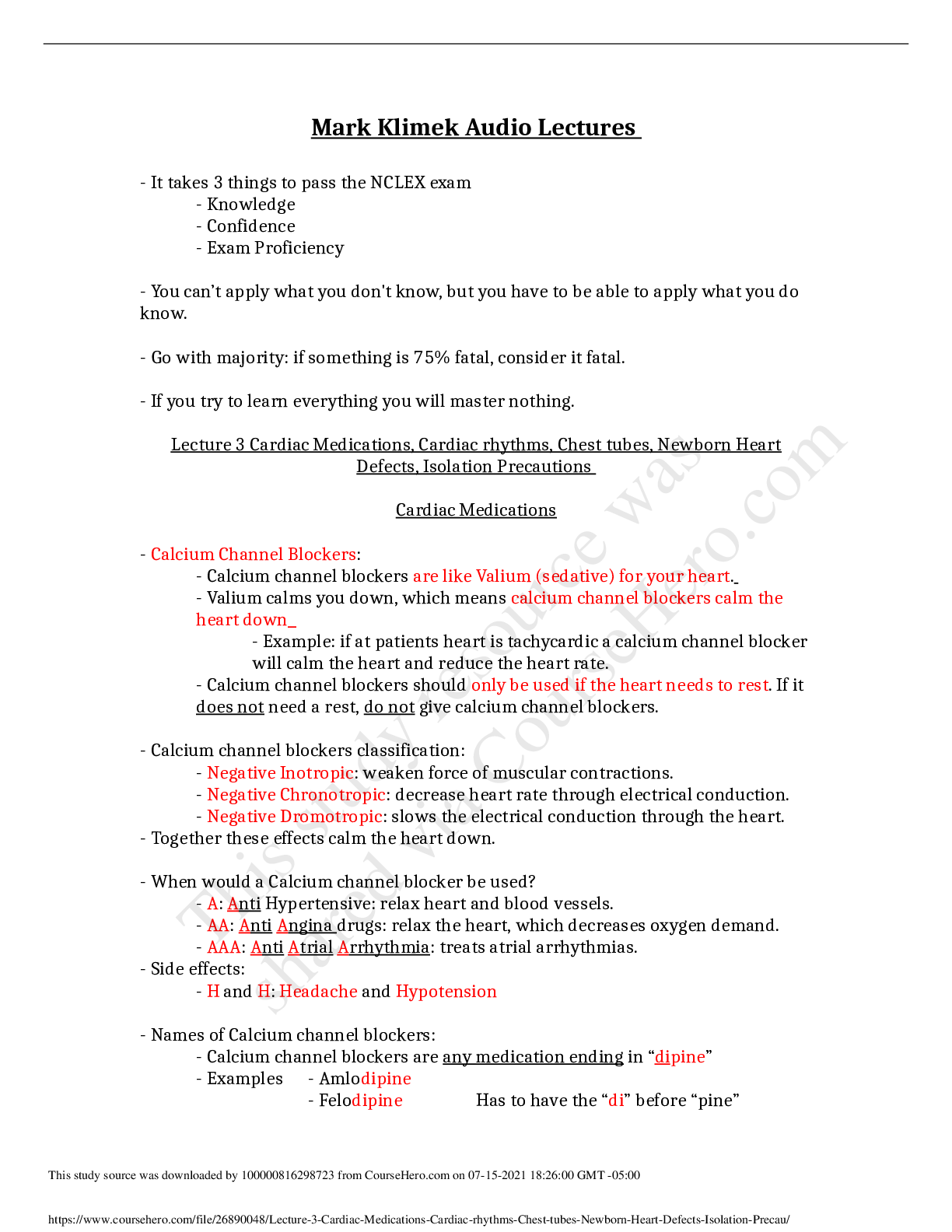 Preview image for Lecture 3 Cardiac Medications, Cardiac rhythms, Chest tubes, Newborn Heart Defects, Isolation Precautions